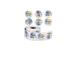 500Roll Rainbow Holographic Stickers For Your Business Thank You Decor Labels 1"
